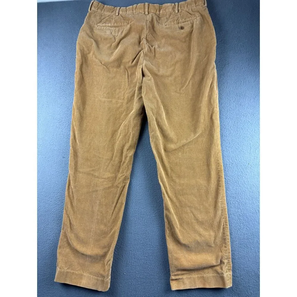 Polo Ralph Lauren Pants Men's 37x33* Brown Corduroy Vintage Flat‎ Front Retro*